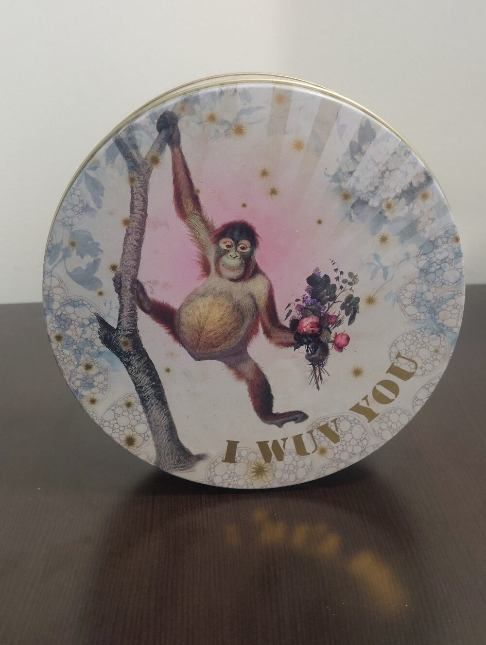 I Wuv You Pink Monkey Decorative Wall Art Tin
